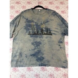 Vintage M&O Desert Cactus Lightning Tie Dye T-Shirt XL Southwest Graphic